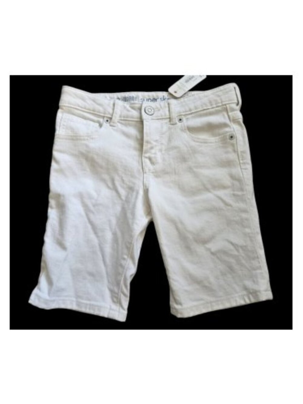 NWT White Bermuda Stretch Denim Shorts GYMBOREE Super Skinny Size 7